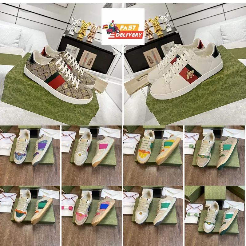 Designer Casual Chaussures Bee Ace Baskets Low Femme Chaussure Sport Formateurs Tigre Brodé Noir Blanc Vert Rayures Marche Hommes Femmes 1977 Screener Baskets Boîte