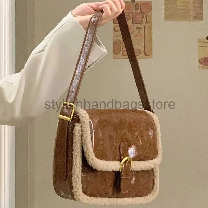 Shoulder Bags Bags Vintage Oil Wax Leather Women's Soul Bag Cashmere Women's Wallet and Bag Fashion Square Women's Messenger Bagstylishhandbagsstore