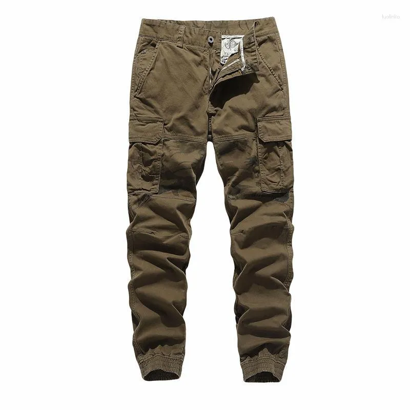 Men's Pants Men's Casual Pure Cotton Loose Straight Leg Overalls Fashion Sports Camouflage Multi-Pocket Printing Trousers