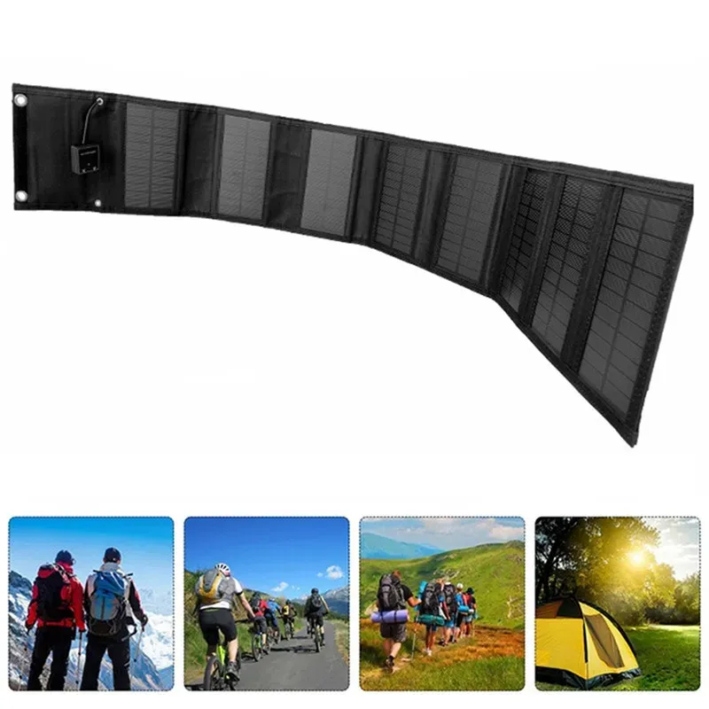 Solarpanel, monokristallines Silizium, 25 W, Dual-USB-Ausgänge, Ladegerät, faltbare Tasche