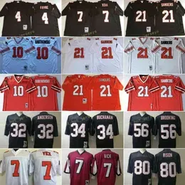 Vintage AtIanta 21 Deion Sanders FaIcon Men Brett Favre 7 Michael Vick 10 Bartkowski 56 Brooking 80 Rison Buchanan Anderson Football Jersey