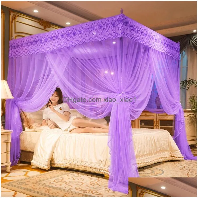 mosquito net luxury embroidery lace pleated mosquito net for bed square romantic princess queen size double bed net canopy mosquito tent mesh