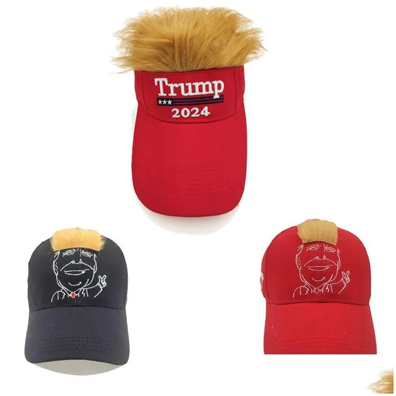 Cappelli da festa Trump 2024 Cappello da ricamo con capelli Berretto da baseball Supporter Rally Parade Cotton Drop Delivery Home Garden Festive Supplies Dhs8W