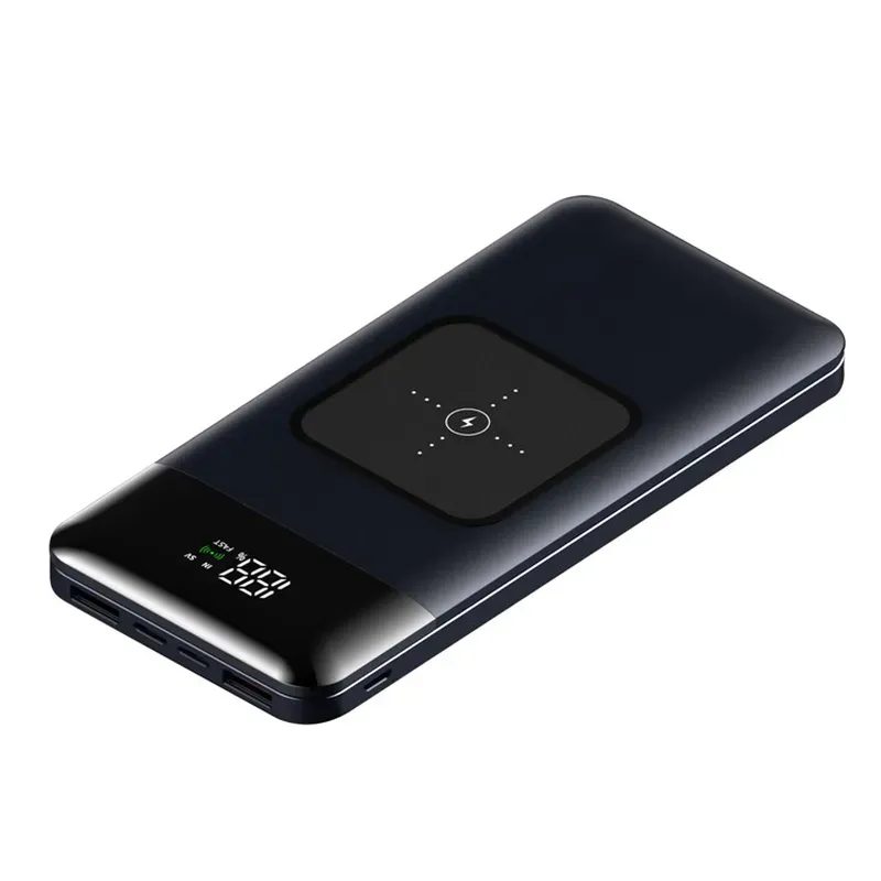 Portable 10000mAh Metal Power Bank QC3.0 + PD Fast Charging Phone External Battery Digital Display Wireless Charger