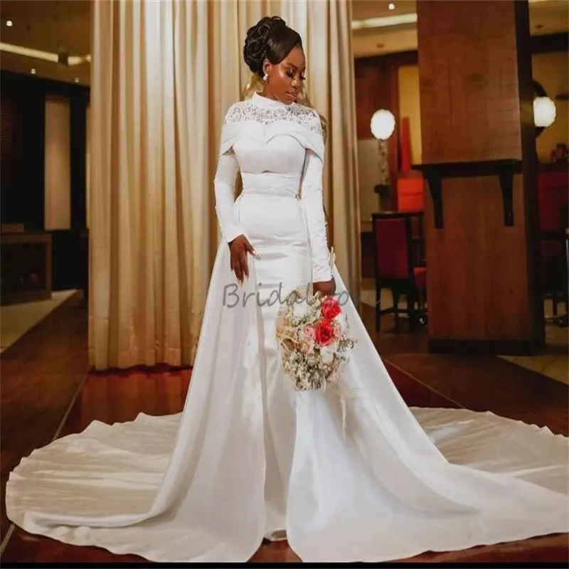 Elegant White African Wedding Dress With Detachable Skirt Modest 2 In 1 Lace Bridal Gown From Bridalstore 139.56 DHgate.Com