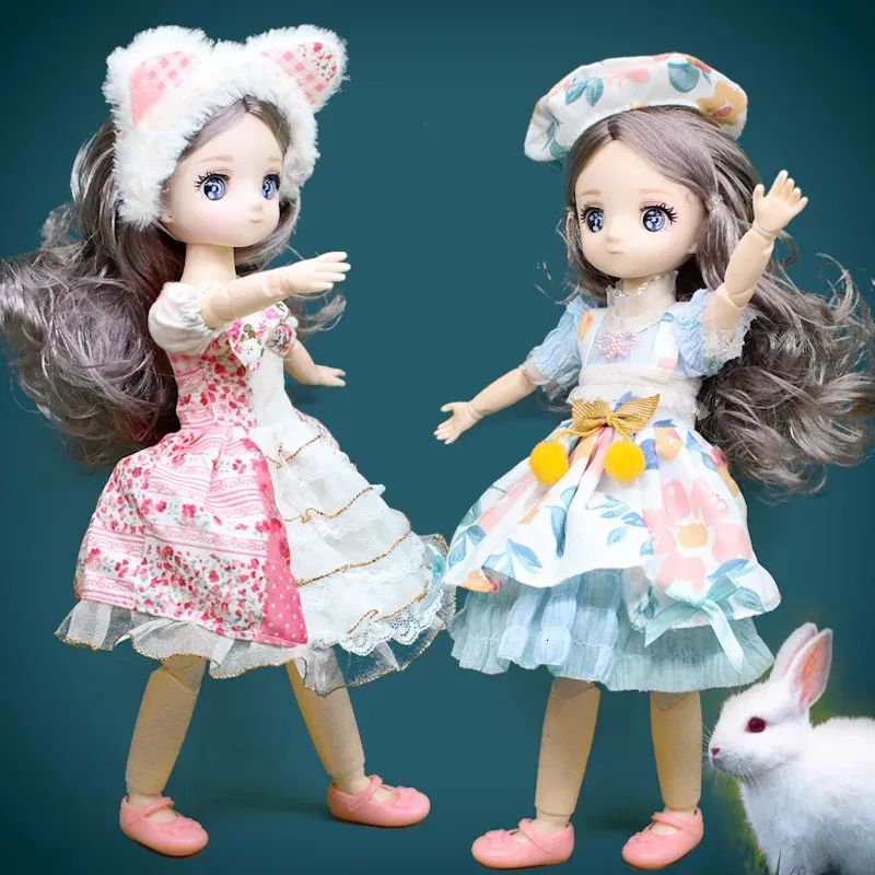 Poppen 32 cm Mode Animatie Dress Up Simulatie Prinses Pop Meisje Leuke Kawaii Gift Kid Creatieve Cartoon Speelgoed 231024