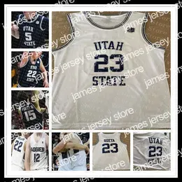 College Basketball Wears 2021 Utah State Aggies College SAM MERRILL Jersey Men Neemias Queta Diogo Brito Justin Bean ALPHONSO ANDERSON BROCK MILLER PORTER Custom