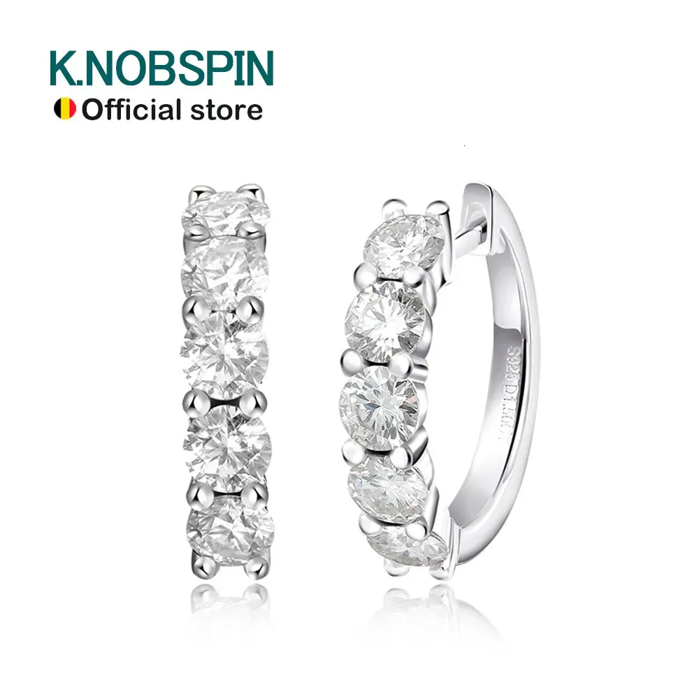 Stud Knobspin D Color Loop Earring 925 Sterling Sliver Plated With 18K White Gold for Women Sparkling Fine SMEEXKE 231023