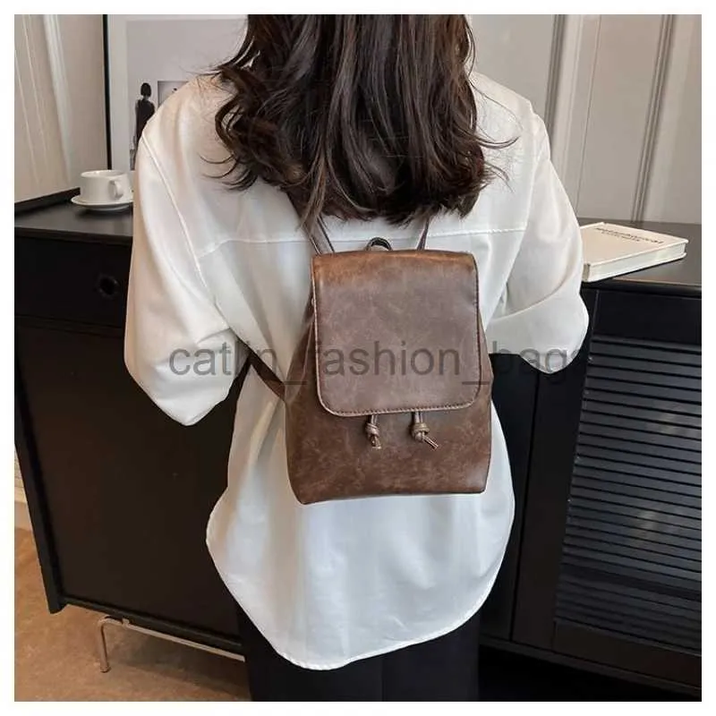 Backpack Style Shoulder Bags Outdoor Bags Women's Bag PU Leather Women's Vintage Bucket Drawstring Scooter Bag Comfort and Bagcatlin_fashion_bags