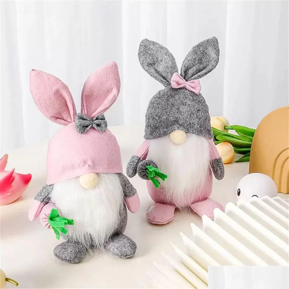 Other Festive Party Supplies Easter Gnome Plush Bunny Decorations Handmade Dolls Gifts For Kids Spring Elf Home Living Room Orname Dhuoi
