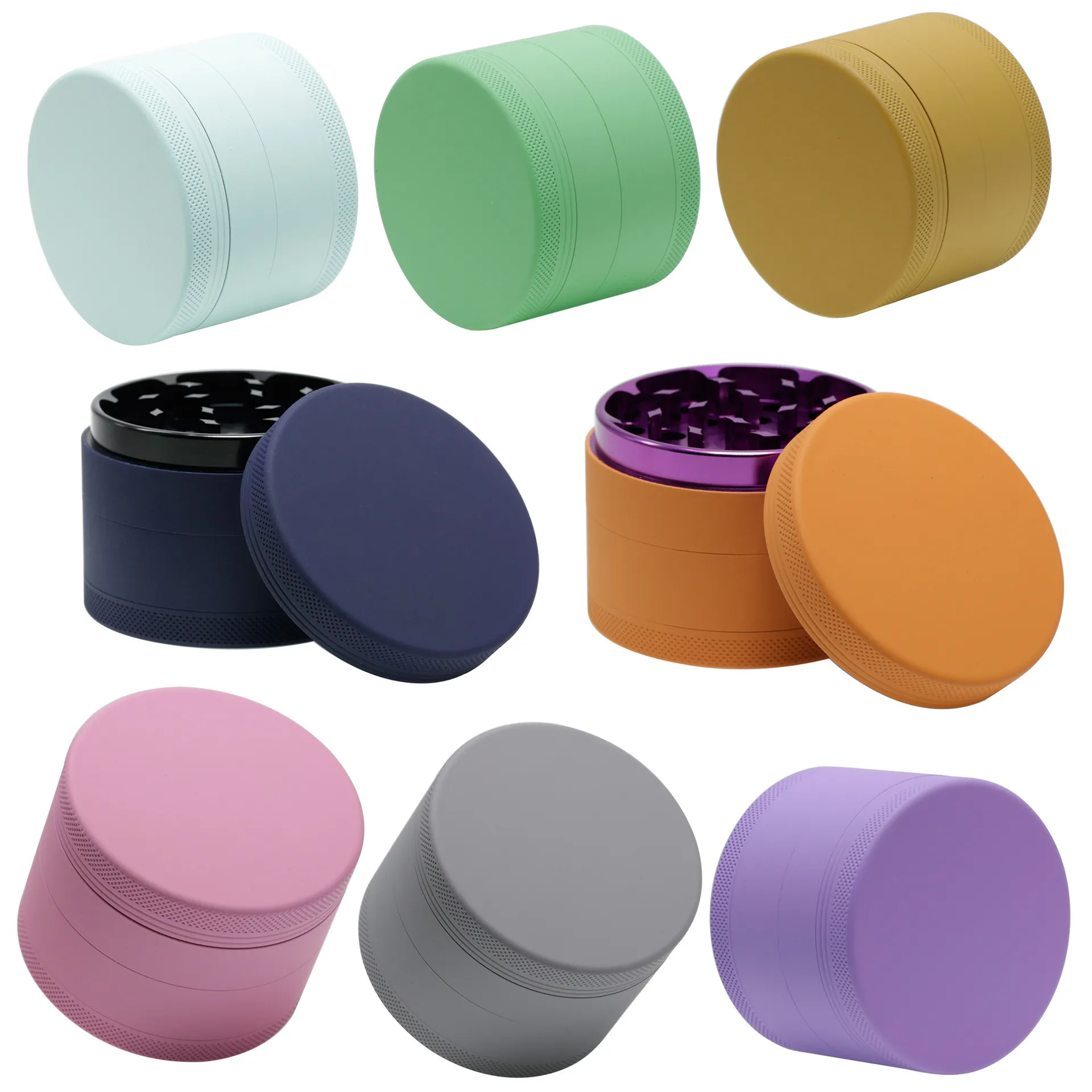 4 Layer Rubber Coating Herb Grinder 63mm Aluminium Alloy Grinder Smoking Accessories Tobacco Crush Grinder