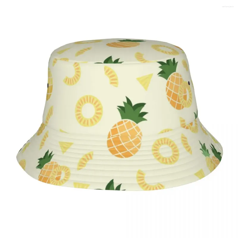 Berets Cute Yellow Pineapple Pattern Bob Hat Travel Headwear Stuff Fishing For Hiking Women Irish Country Lightweight