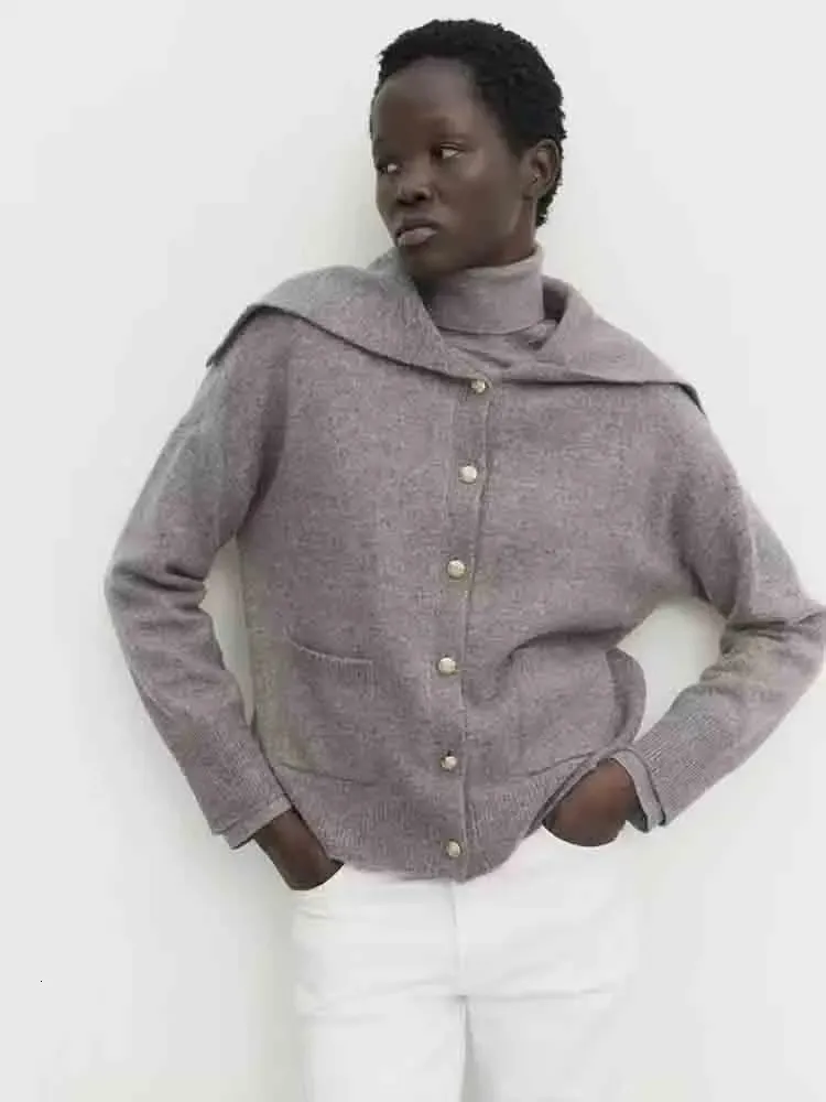 Kvinnor tröjor Kvinnor Autumn Fashion Navy Style Sticked Cardigan Retro Long Sleeve Chic Pocket Button Versatile Sweater Coat Mujer 231023