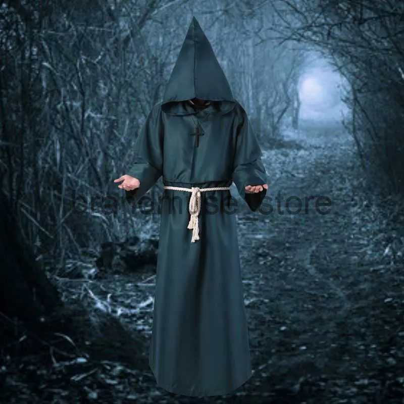 Disfraz de tema Traje de juego de Halloween Traje de monje medieval Traje de monje Traje de mago Traje de sacerdote Conjunto J231024