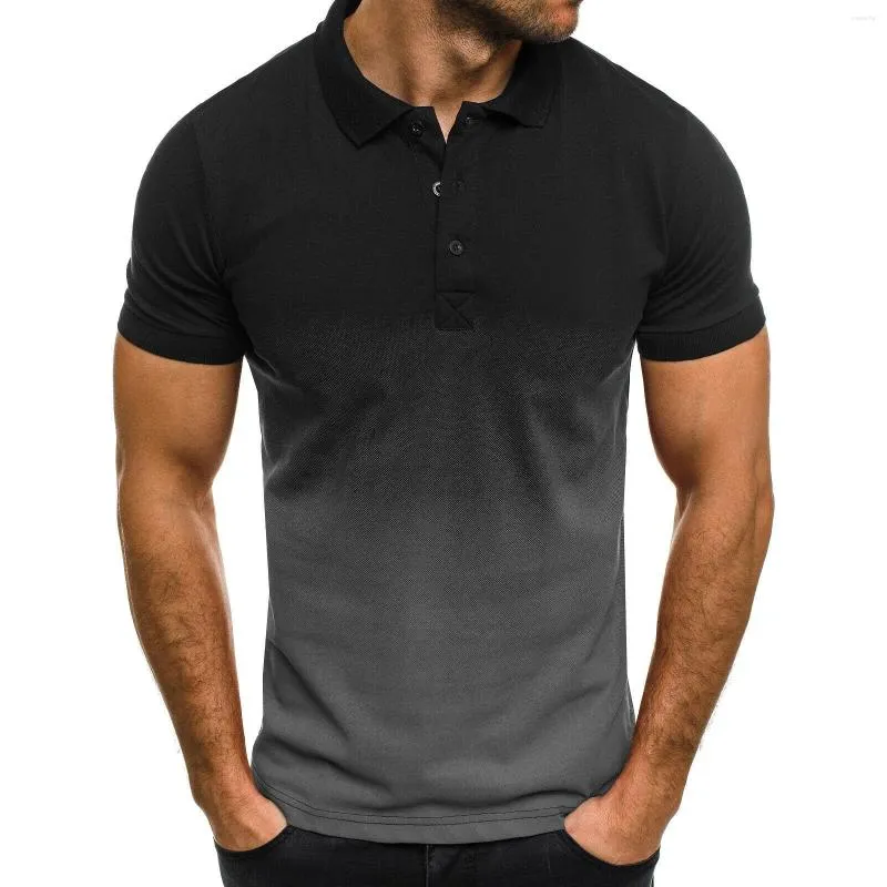 رجال Polos 2023 العلامة التجارية T-Shirt 3D Digital Print Bradient Loll Lapel Men Polo Tees Shirt Shirt Seledived Man Derts