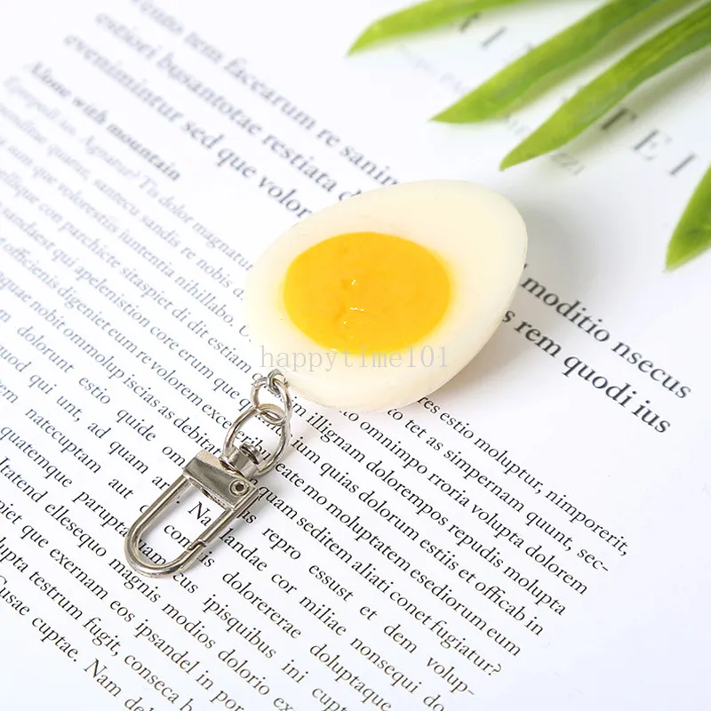 Zabawna symulacja jajka pokarm breloyin dla kobiet mężczyzn prezent Kreatywny gotowy samochód na klucze worka torba za urok biżuterii