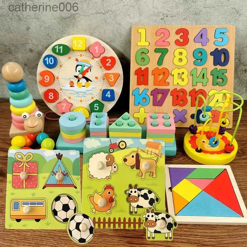 Inne zabawki Montessori Baby Toys 0 12 miesięcy drewnianych zabawek Puzzle Puzzle Early Education