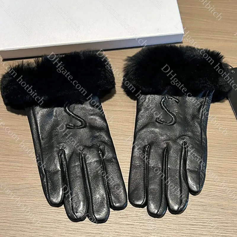 Luxe konijnenhaarhandschoenen Leren dameshandschoenen Designer Winter warme handschoenen Hoge kwaliteit dames kerstcadeau