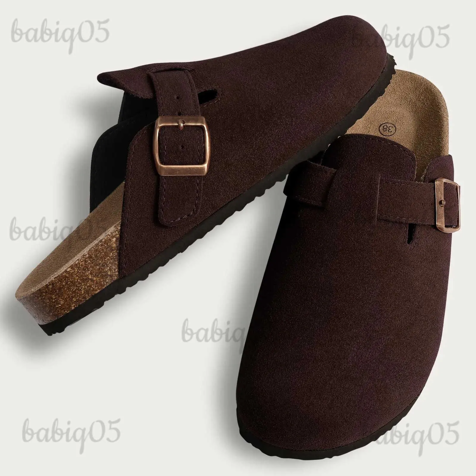 Chinelos Comwarm New Boston Clogs para mulheres homens camurça mules chinelos moda sapatos de batata ao ar livre cortiça palmilha sandálias com suporte de arco T231024