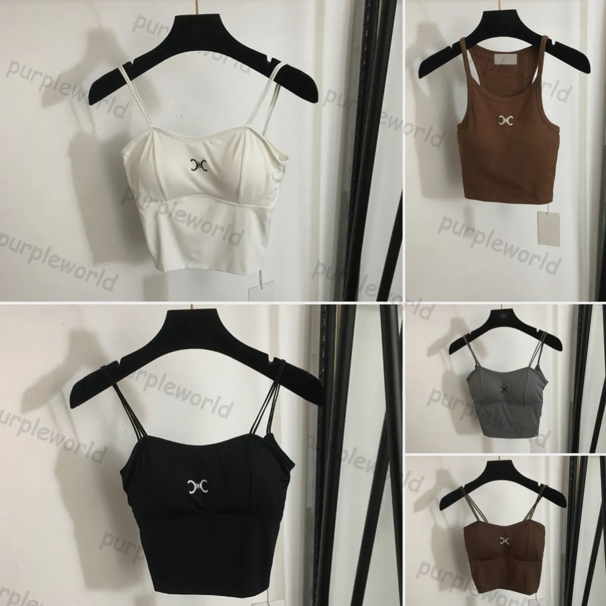Vest Womens Print Design Slim Fit Short Sexy Seamless Underwear Halter Camis med bröstkudden topp