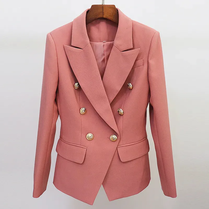 Abiti da donna Blazer HIGH STREET est Runway Designer Blazer Classico da donna con bottoni a forma di leone Giacca blazer doppiopetto aderente Rosa polvere 231024