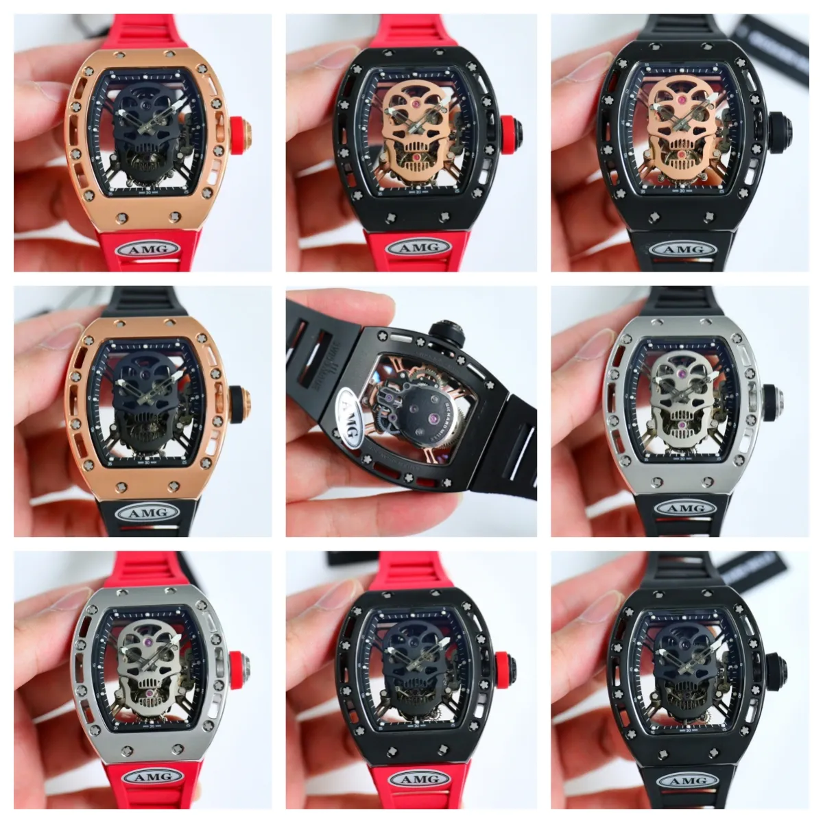 052 relógio de luxo para relógios masculinos turbilhão movimento mecânico caixa de aço de aviação pulseira de borracha relógios de pulso montre de luxe