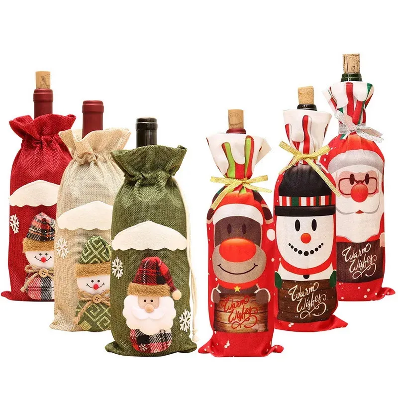 Decorazioni natalizie per la casa Copri bottiglia di vino Polvere Tavolo da pranzo Ornamento per albero regalo Anno 2024 231023