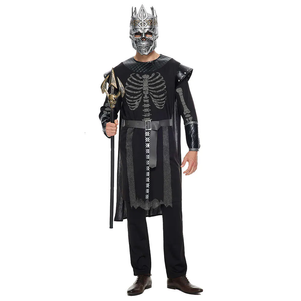 Cosplay Eraspooky Männer Skeleton King Kostüm Halloween Kostüme Schädel Tod Teufel Cosplay Latex Maske Krone Karneval Purim Fancy Dresscosplay