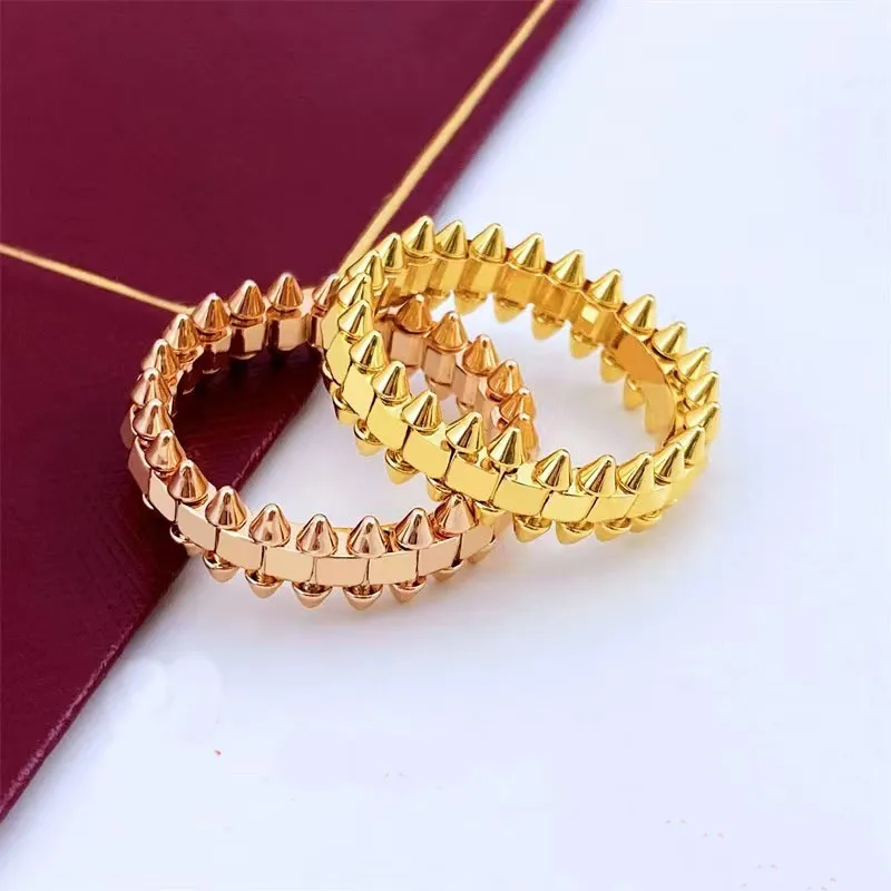 Luxusmarke Liebesring Herren- und Damenmode Titanstahl Bullet Nose Paarring Schmuck Hochwertiger Designer-Ring aus 18 Karat Gold für Frauen