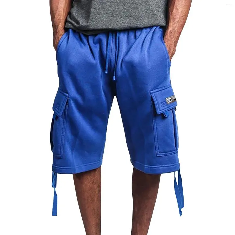 Herr shorts mode bundna fritidsport som kör bomull överdimensionerad med fickor byxor pantalones cortos para hombres