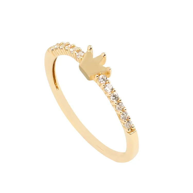 Zircon Crown Finger Rings for Women Korean Charming Fashion Jewelry Gift Wedding Gold Color