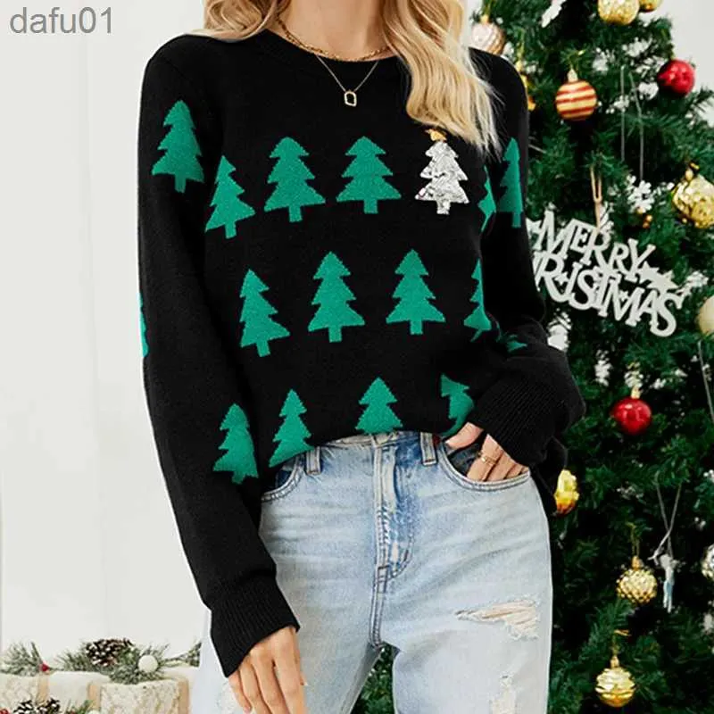 Kadın Sweaters 2023 Kış Örgü Kadın Kazak Örgü Gevşek Külot Kadın Jumper Sonbahar Sonbahar Yeni Yıl Sıcak Kalınlama Modeli Noel Sweaterl231024