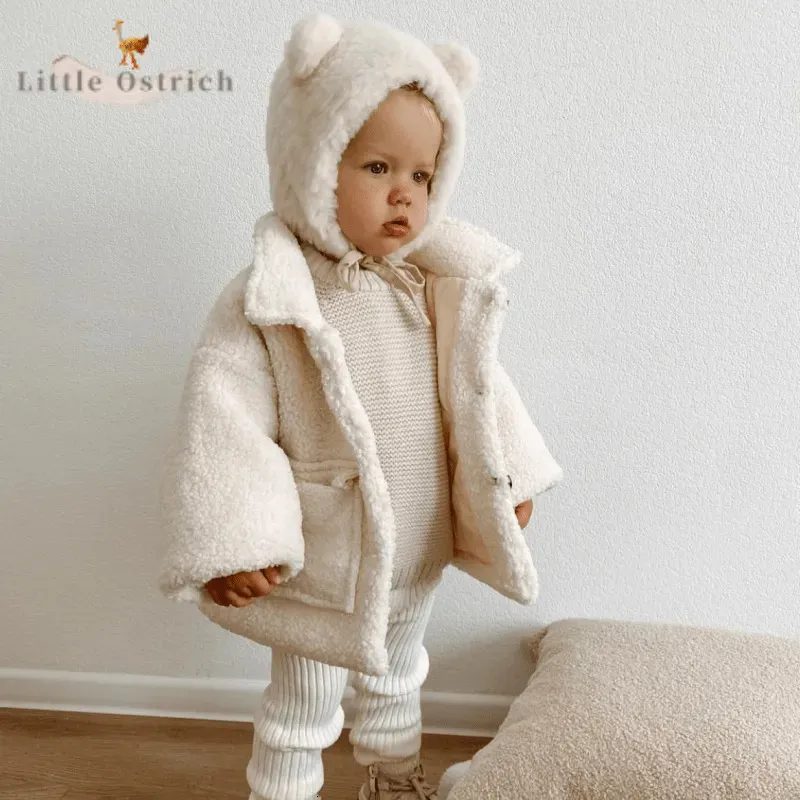 Pagliaccetti Moda Neonata Ragazzo Giacca in lana di agnello Bambino Bambino Spessore caldo Cappotto simile a pecora Cotone monopetto Capispalla Vestiti per bambini 1-7 anni 231024