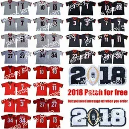 American College Football Wear College Men's UGA 1 Sony Michel 11 Jake Fromm 7 DAndre Swift 3 Roquan Smith Gurley Nick Chubb Eason College Football Jersey