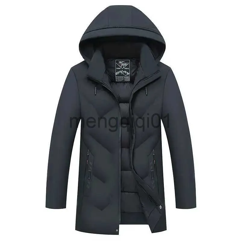 Parka da uomo in piumino da uomo cappello staccabile invernale nuova giacca imbottita in cotone uomo di mezza età con cappuccio antivento casual caldo cappotto imbottito in cotone regolare J231024