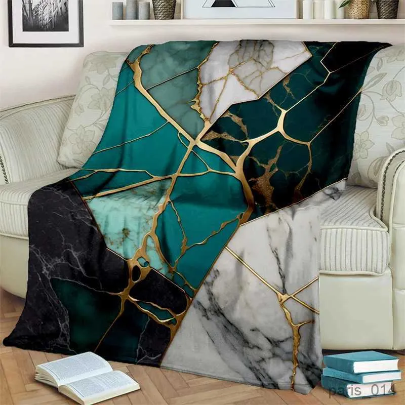 Cobertores cor luxuosa azul verde ouro padrão cobertor macio para casa quarto cama sofá capa de viagem cobertor criança