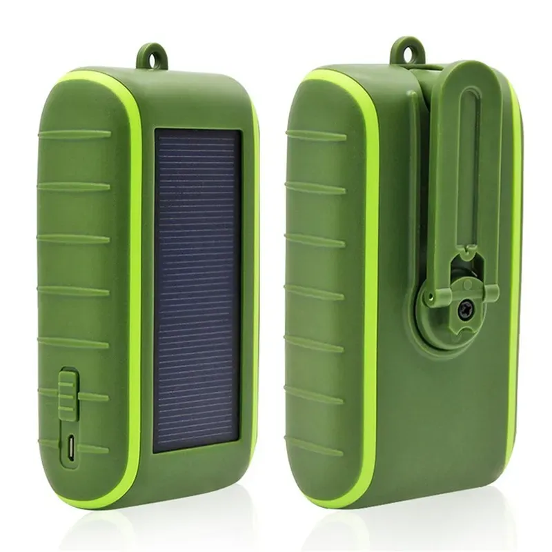 Tragbare Solar-Handkurbel, 6000 mAh, Dual-USB-Powerbank, Outdoor-Notfall-Handy-Ladegerät, externer Akku