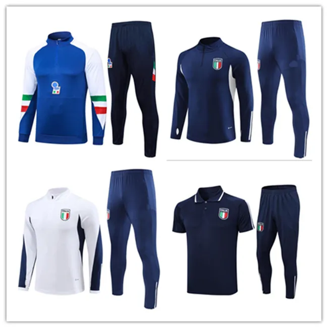 23 24 ITaly tracksuit survetement long half zip football Training sets 2024 Italia man football tracksuits set sportswear