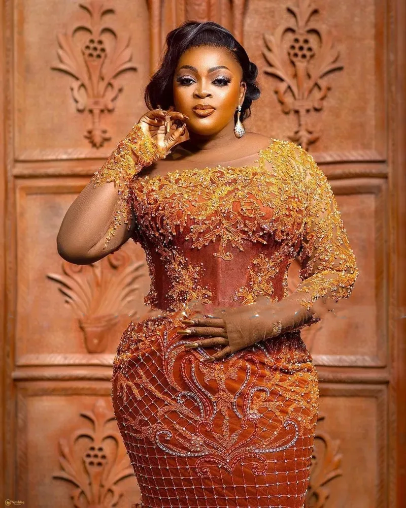 Plus Size African Women Evening Dresses Beading Applique Mermaid Prom Dress  Long Sleeves Lace Gown from Dhgate Prom Dresses - price 252.25