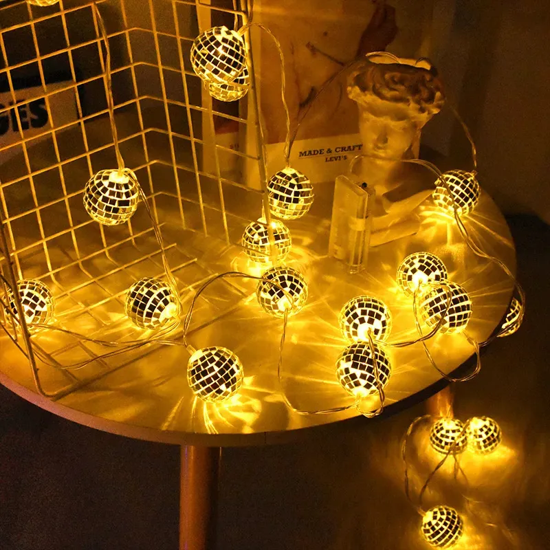 Andere evenementen Feestartikelen 1.5M 10LED spiegelbol Podiumreflectie Lichtslingers Discoballicht voor bruiloftsjaar Kerstmis DJ Disco Home Party Decor 231023