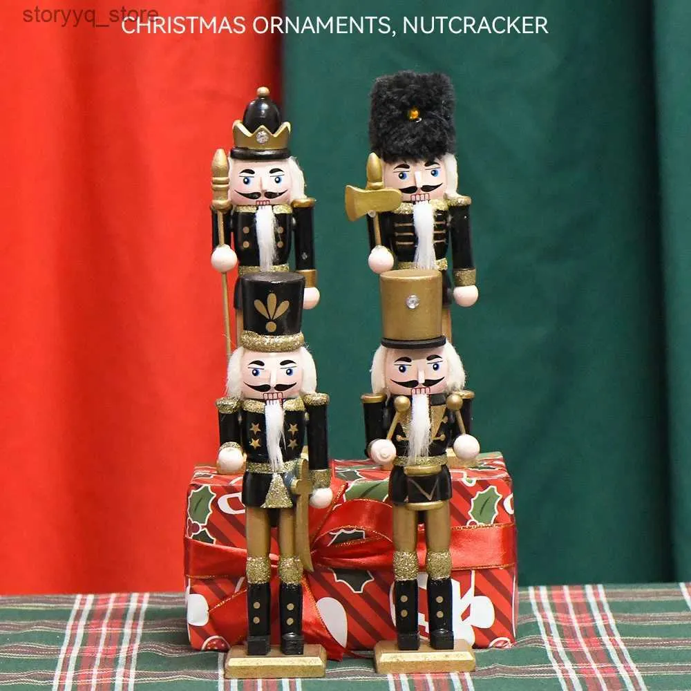 Noel Dekorasyonları 4 PCS/SET AHŞAP NOTCRACKER Noel Asker Bebek Xmas Ağacı Kukla Yaratıcı Mini El Sanatları Tatil Hediye Süsleme Ev Dekorasyonu Q231024