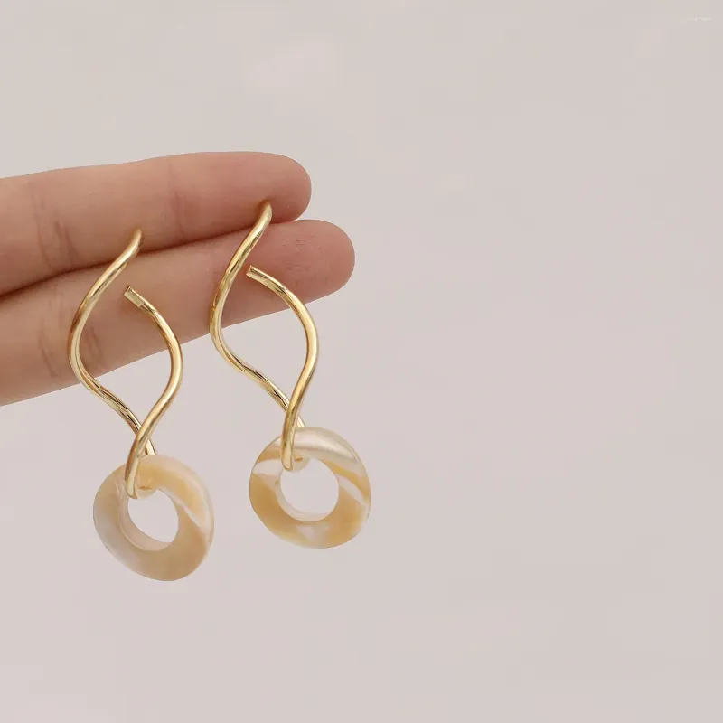 Boucles d'oreilles pendantes pour femmes, en argent 2023 W/S925, clou d'oreille avec coquille naturelle, laiton écologique, bijoux remplis d'or 14 carats, jacinthe