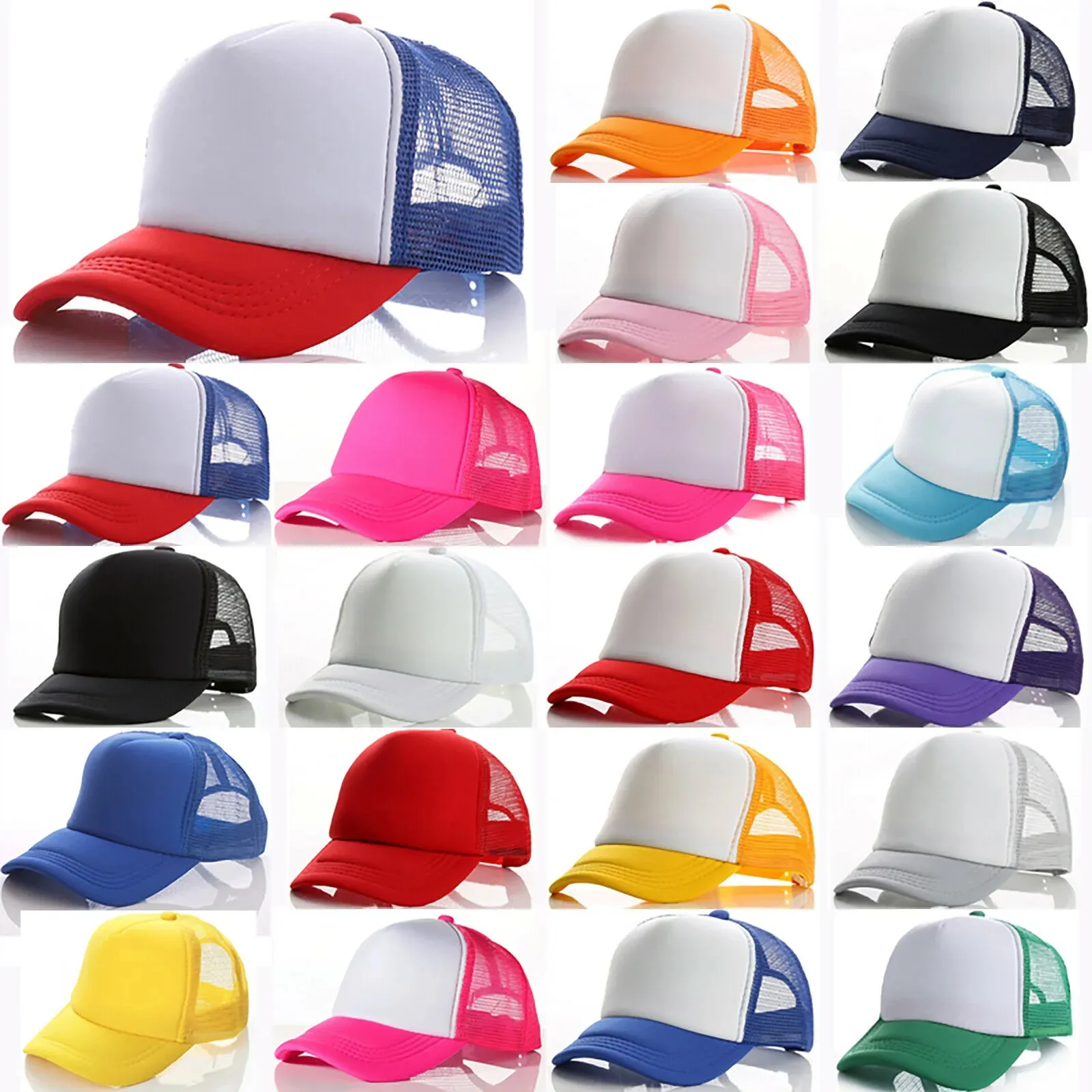 Boné de beisebol infantil, 21 cores, bonés de malha para adultos, bonés de caminhoneiro em branco, chapéus snapback, bonés para meninas, meninos e crianças pequenas