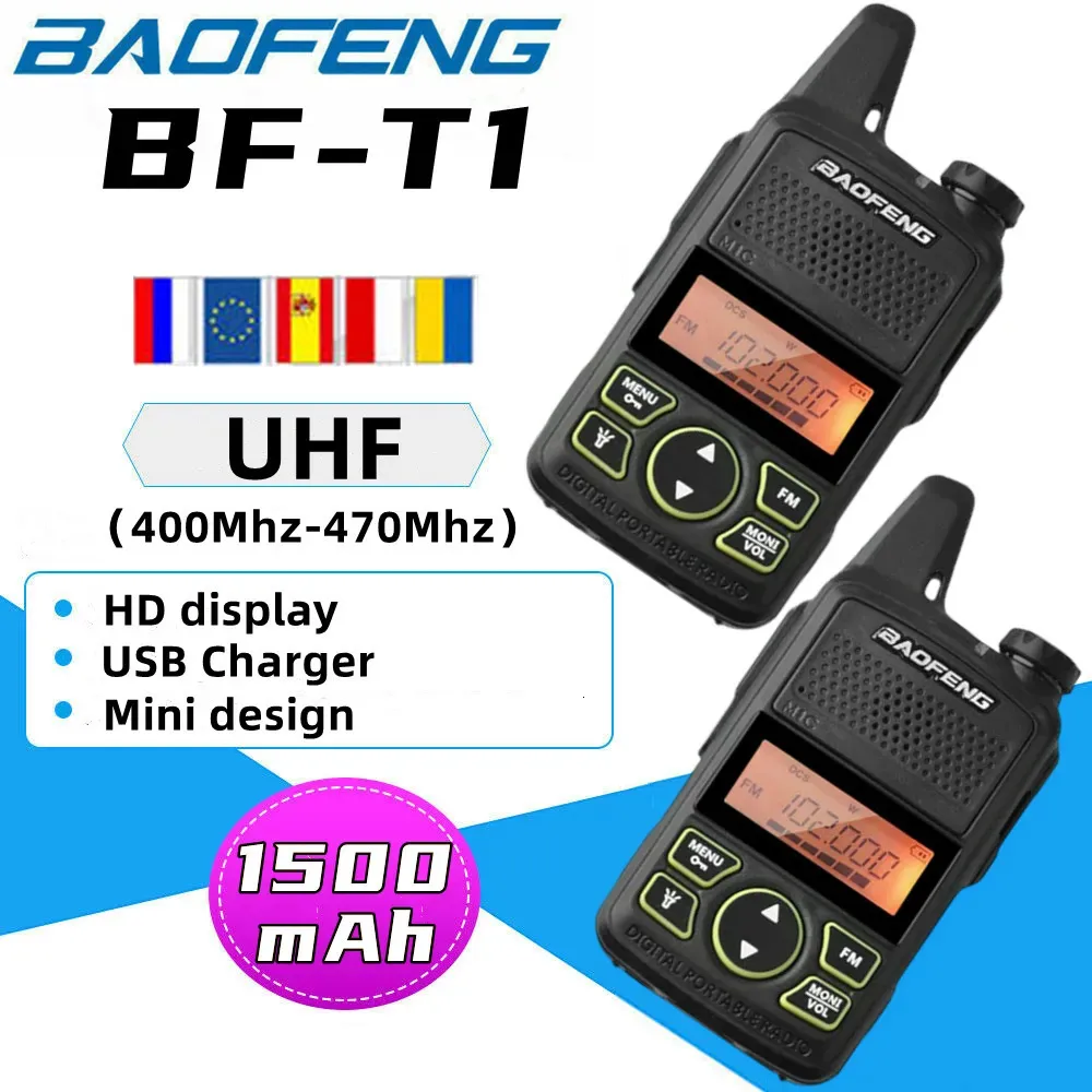 Original BAOFENG BF-T1 Mini Walkie Talkie UHF Portable Two Way Radio (1  Pair)