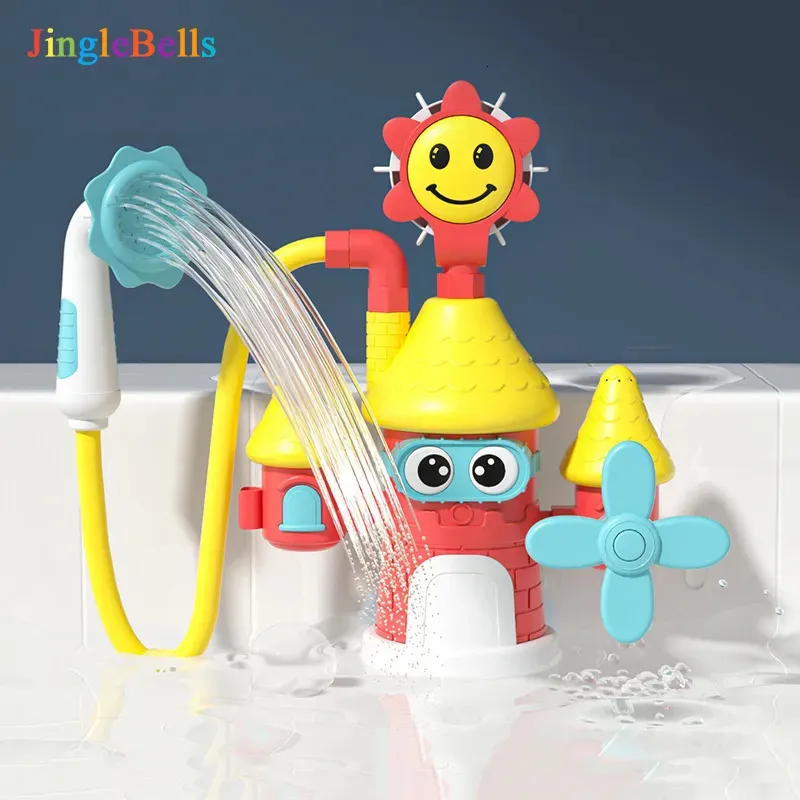 Bebek banyo oyuncaklar bebek banyo oyuncak elektrikli kale duş su sprey sprey su çarkı banyo küvet çocuklar için banyo oyuncak hediye 231024