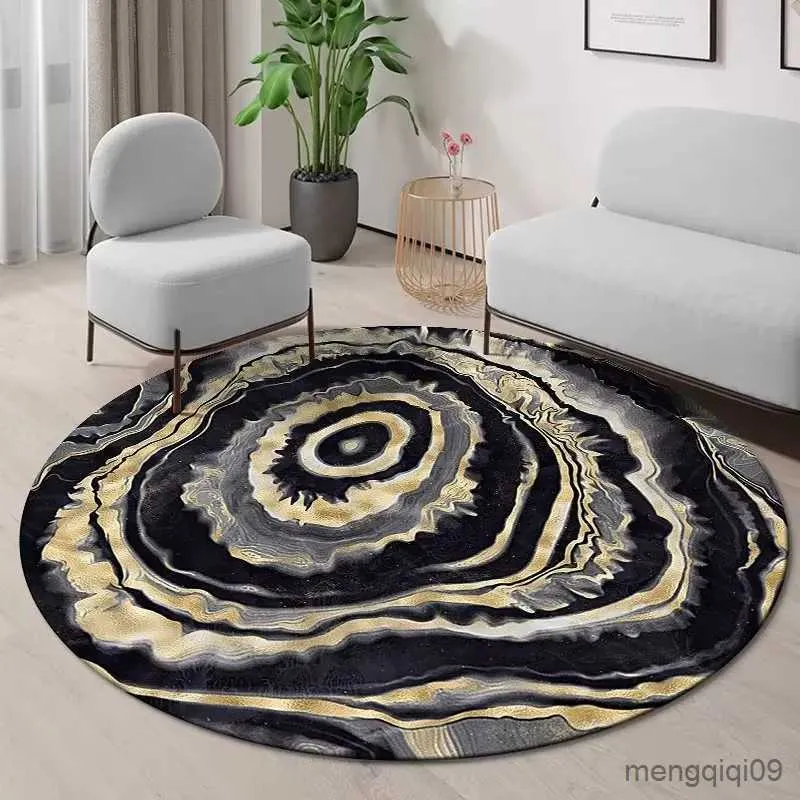 Dywan okrągły dywan złoty salon dywaniki sypialnia sofa obrotowe krzesło podłogowe maty podłogowe styl dywany r231024
