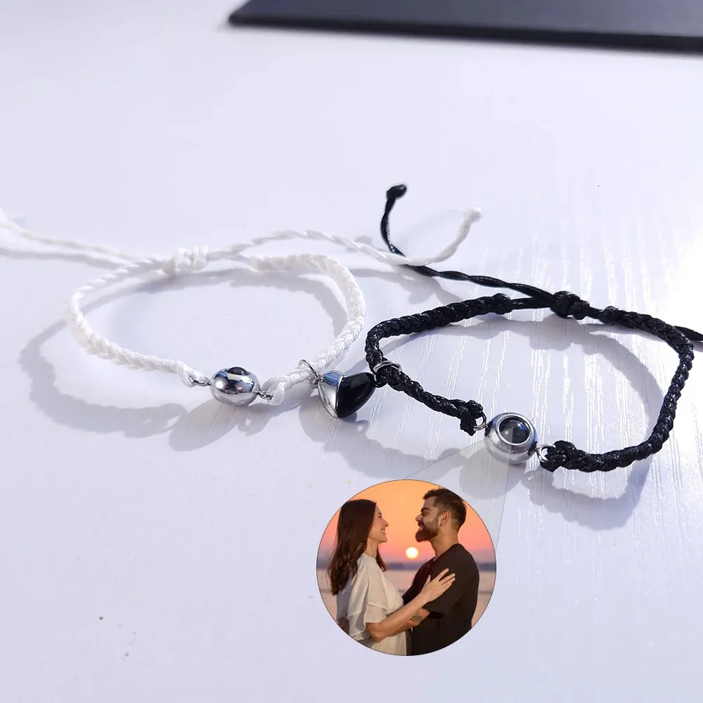 Pulseira magnética casal pulseira conjunto projeção com imagem personalizada po pulseiras dia dos namorados jóias 231023