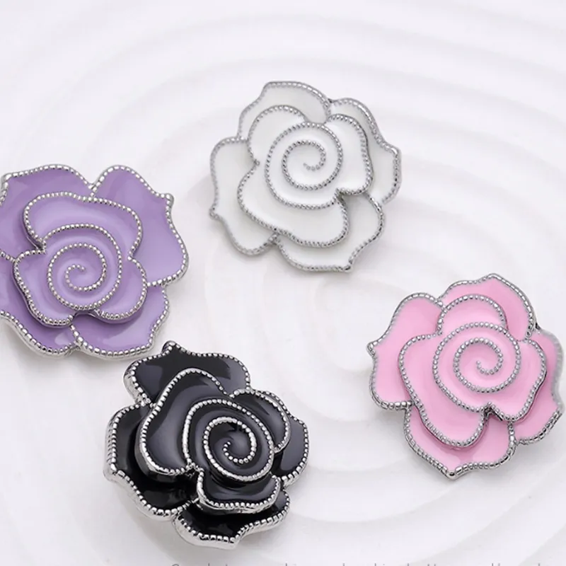 Bouton de couture Rose bricolage 4 couleurs, pour manteau, veste, pull, boutons de vêtements à fleurs mignons