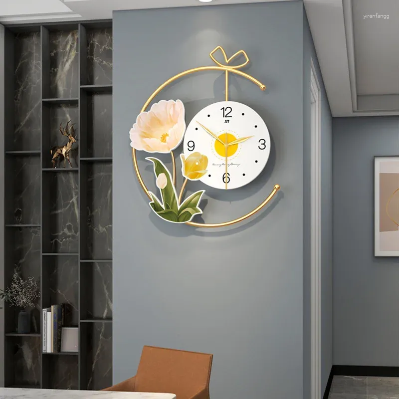 Wanduhren Große 3D Nordic Blumenuhr Modernes Design Zuhause Wohnzimmer Stille Kunst Dekoration Hängen Horologe