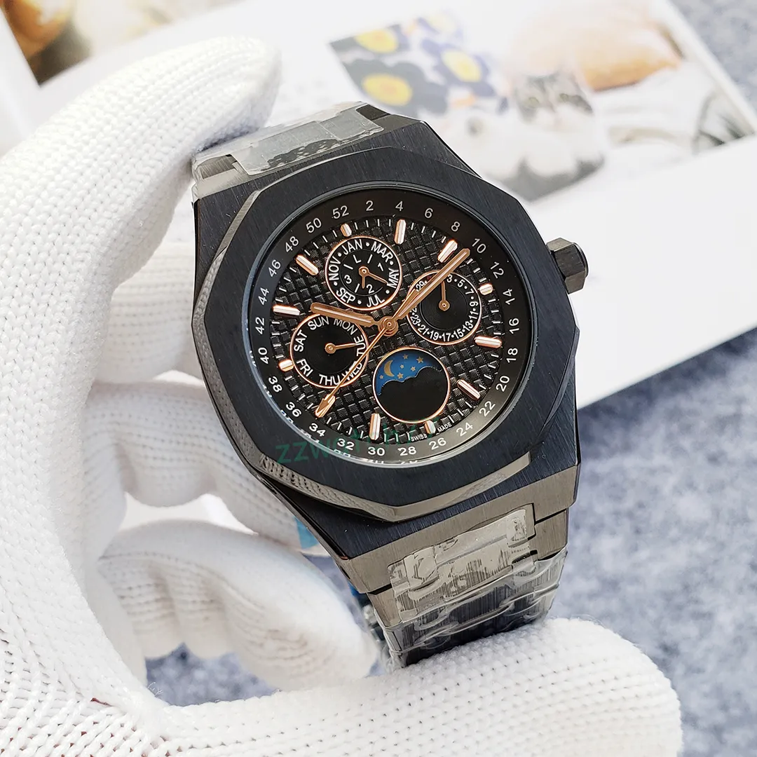 Montre automatique pour hommes, montre de styliste, haut de gamme, multifonctionnelle, tout en acier inoxydable, saphir, étanche, Business, mode, Montre de Luxe